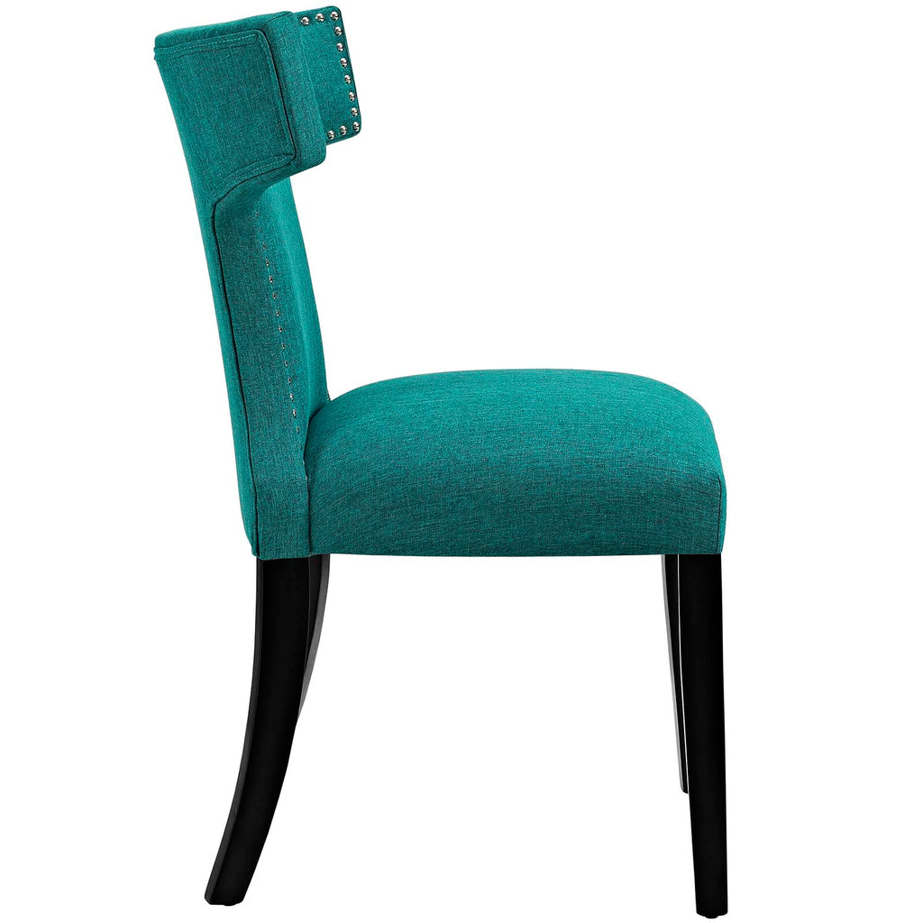 Curve Dining Side Chair Fabric Set of 2 in Teal