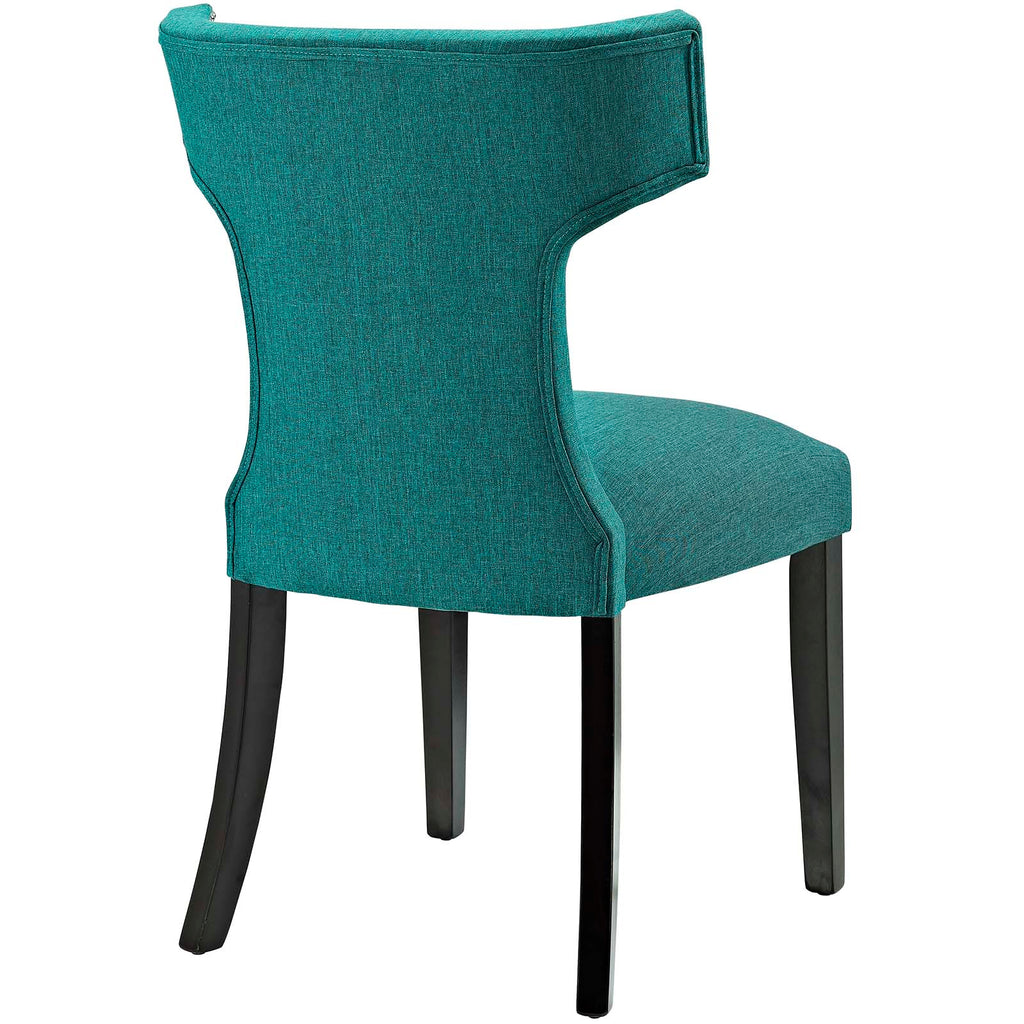 Curve Dining Side Chair Fabric Set of 2 in Teal