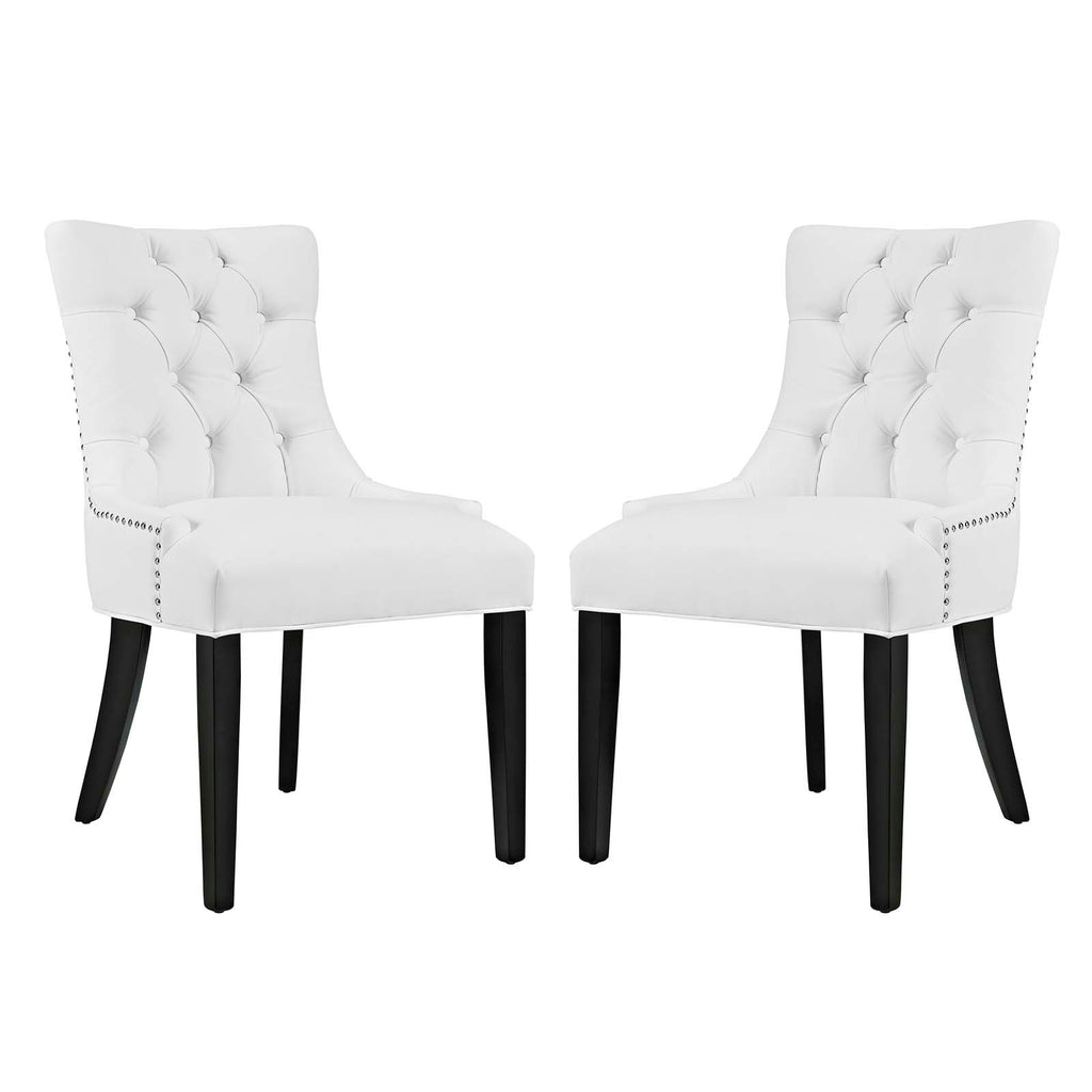 Regent Dining Side Chair Vinyl Set of 2 in White