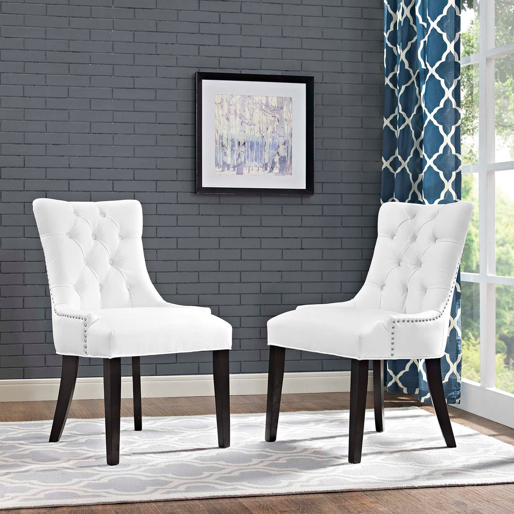 Regent Dining Side Chair Vinyl Set of 2 in White