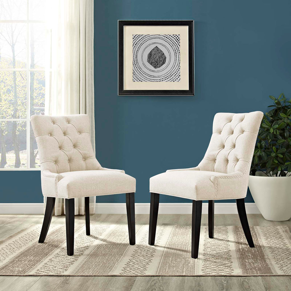 Regent Dining Side Chair Fabric Set of 2 in Beige