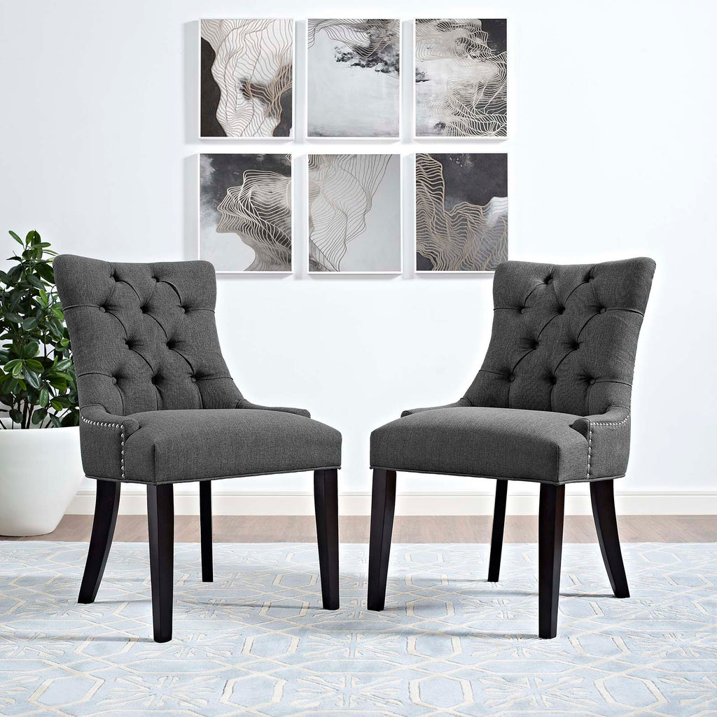 Regent Dining Side Chair Fabric Set of 2 in Gray