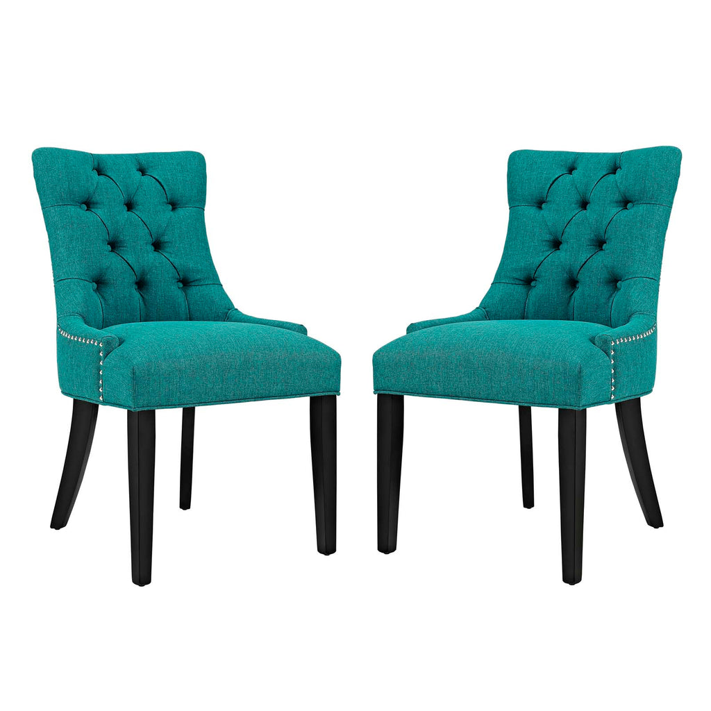 Regent Dining Side Chair Fabric Set of 2 in Teal