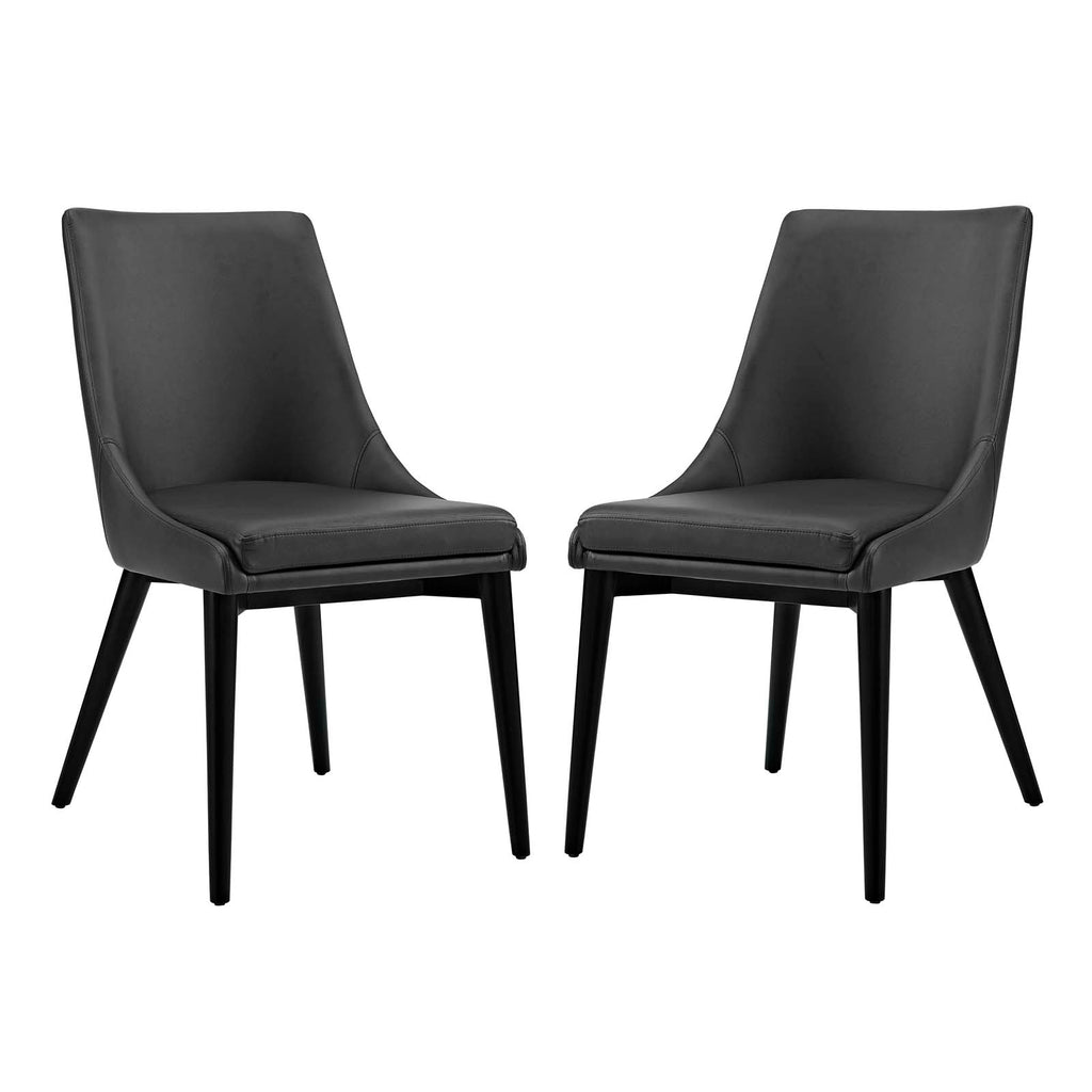 Viscount Dining Side Chair Vinyl Set of 2 in Black