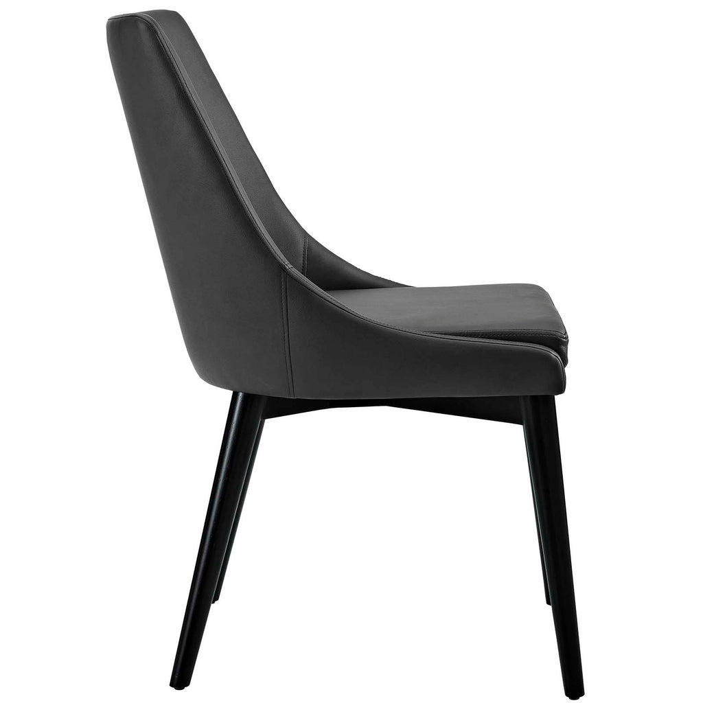 Viscount Dining Side Chair Vinyl Set of 2 in Black