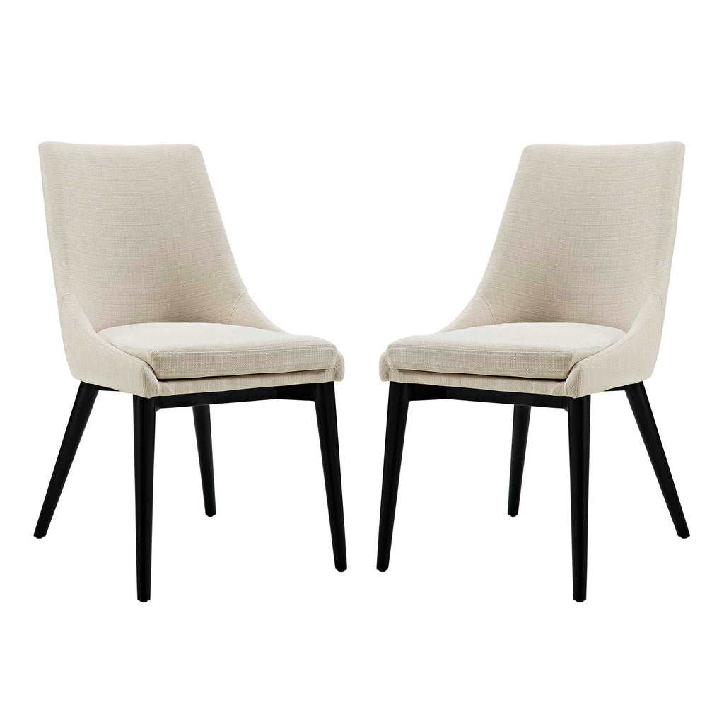 Viscount Dining Side Chair Fabric Set of 2 in Beige