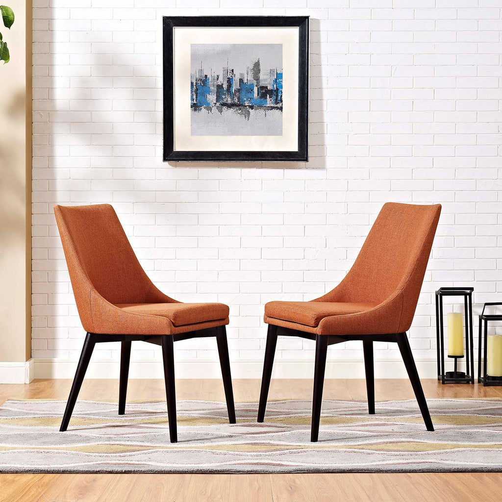 Viscount Dining Side Chair Fabric Set of 2 in Orange
