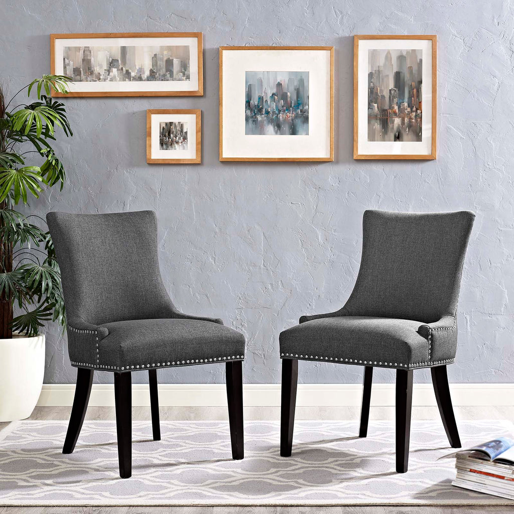 Marquis Dining Side Chair Fabric Set of 2 in Gray