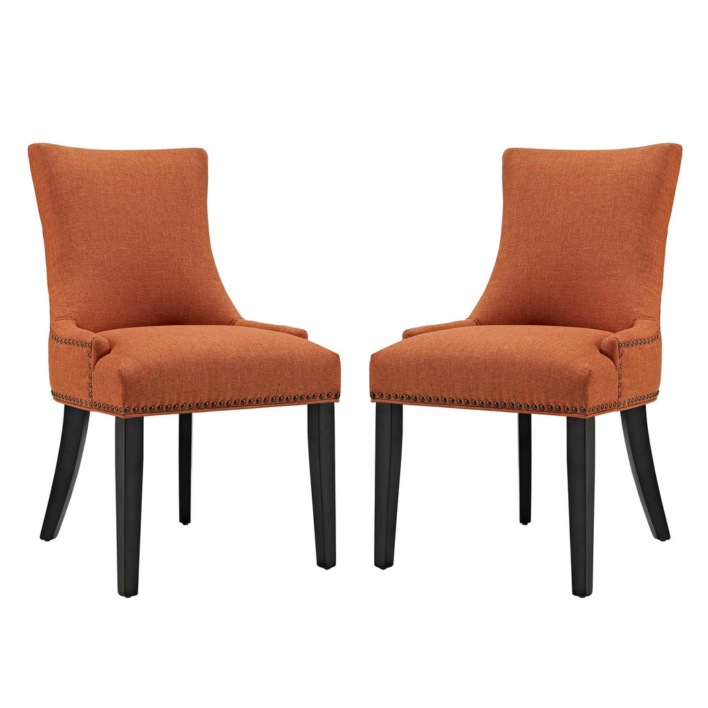 Marquis Dining Side Chair Fabric Set of 2 in Orange