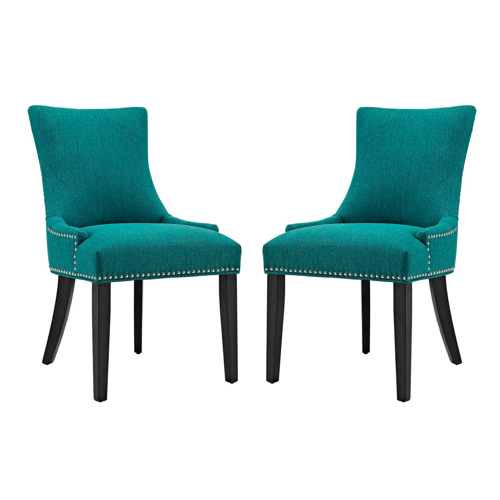 Marquis Dining Side Chair Fabric Set of 2 in Teal