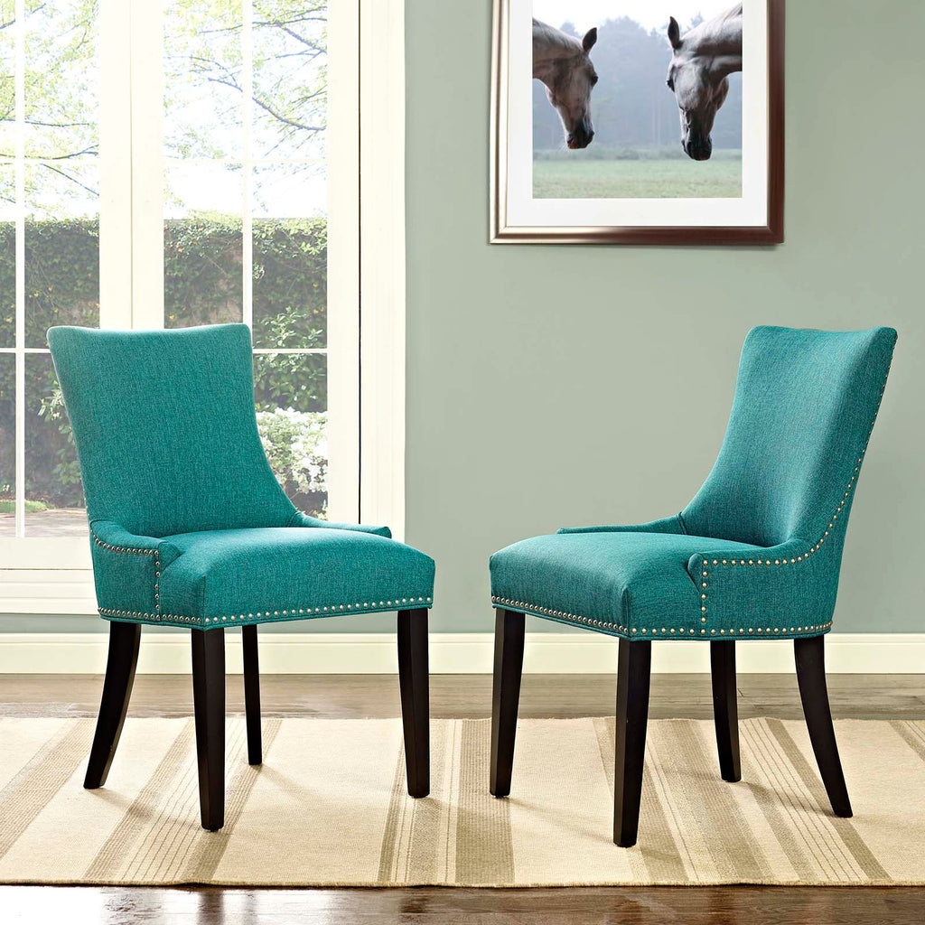 Marquis Dining Side Chair Fabric Set of 2 in Teal