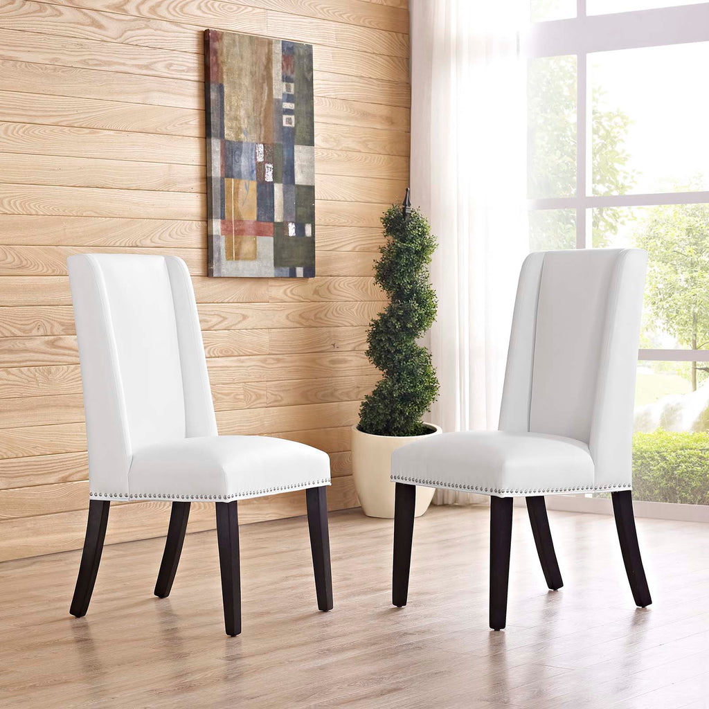 Baron Dining Chair Vinyl Set of 2 in White