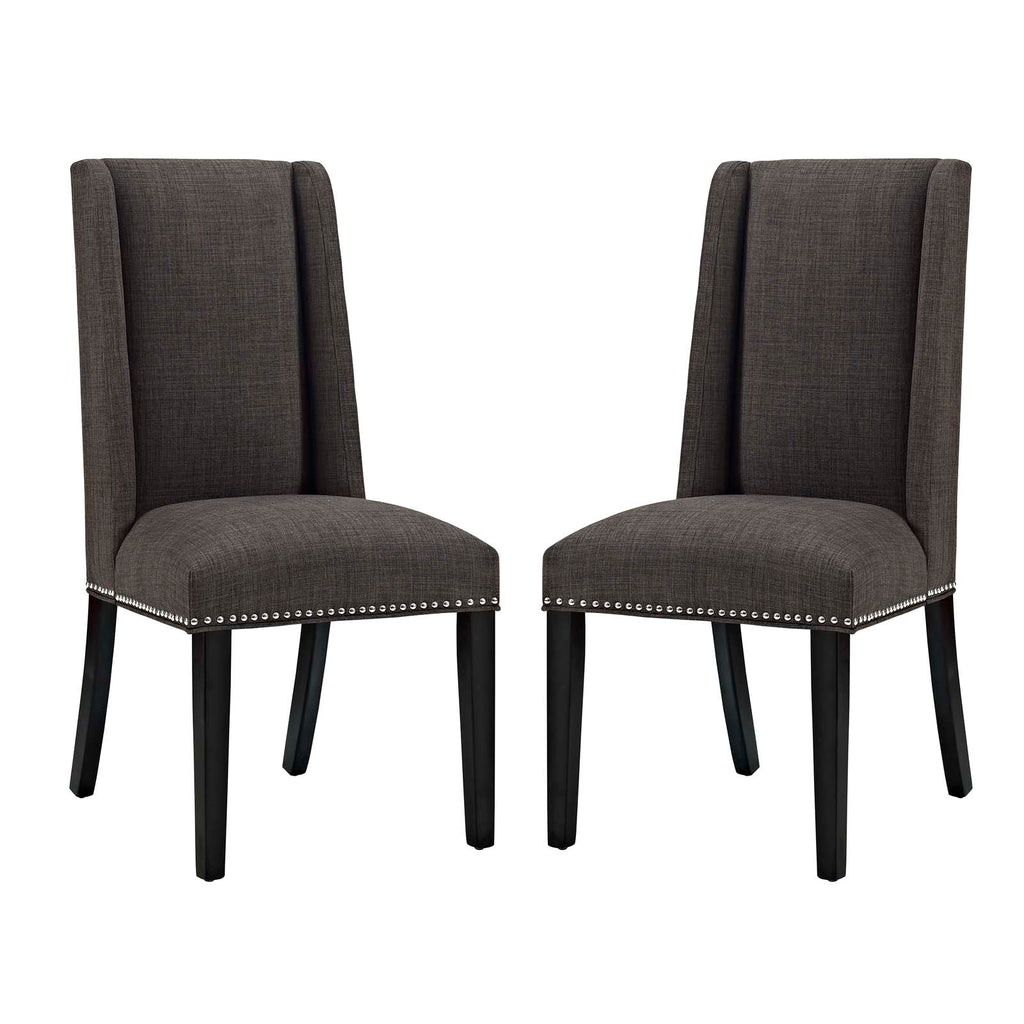 Baron Dining Chair Fabric Set of 2 in Brown