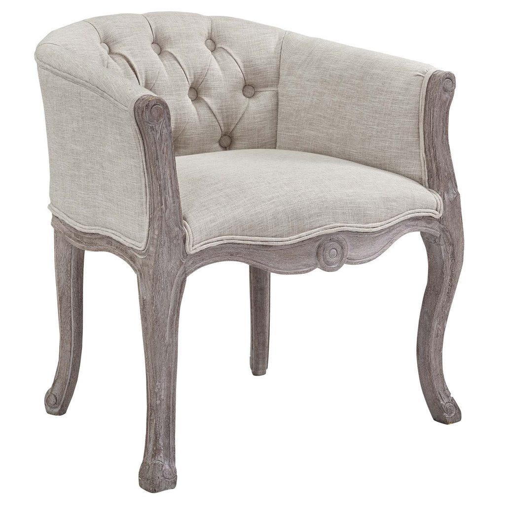 Crown Vintage French Upholstered Fabric Dining Armchair in Beige