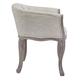 Crown Vintage French Upholstered Fabric Dining Armchair in Beige