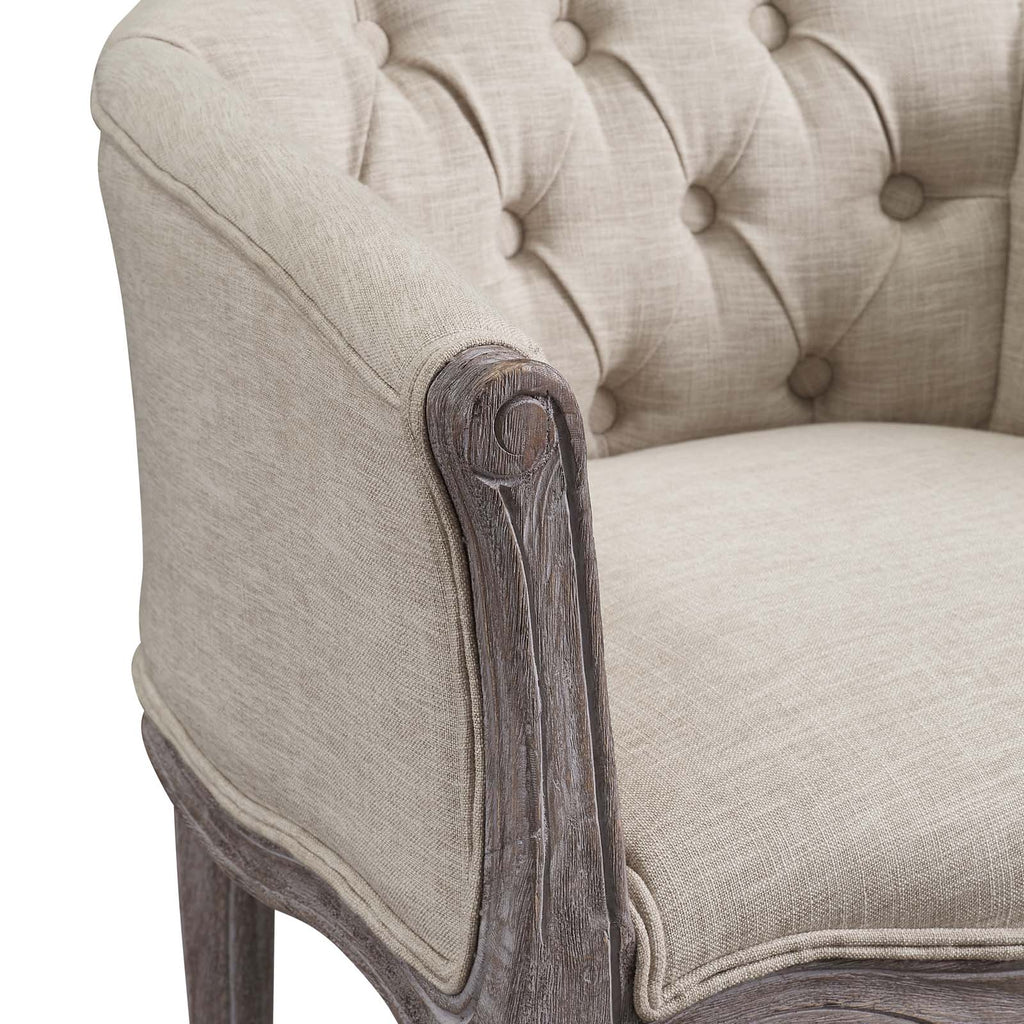 Crown Vintage French Upholstered Fabric Dining Armchair in Beige