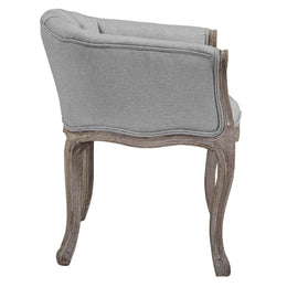 Crown Vintage French Upholstered Fabric Dining Armchair in Light Gray