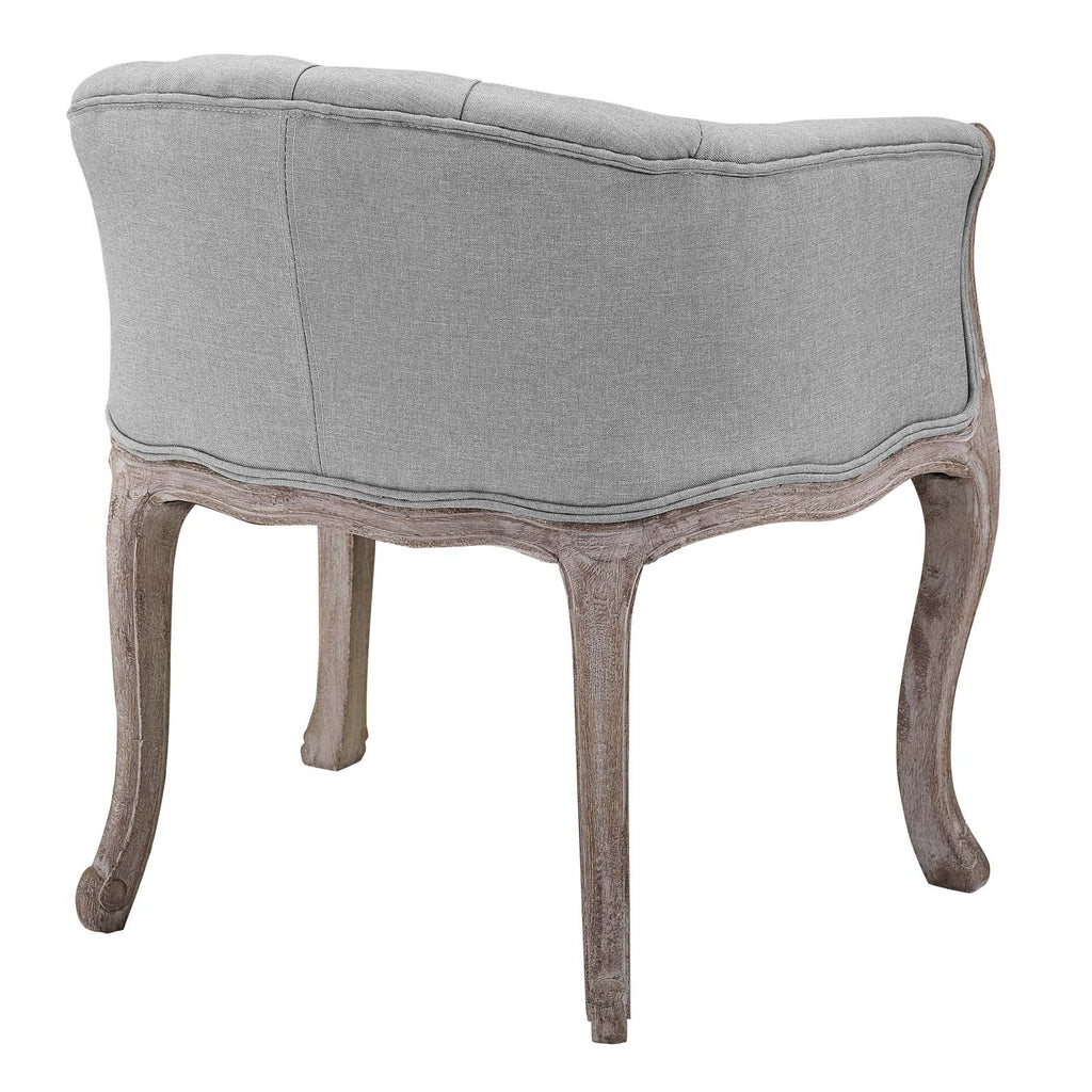 Crown Vintage French Upholstered Fabric Dining Armchair in Light Gray