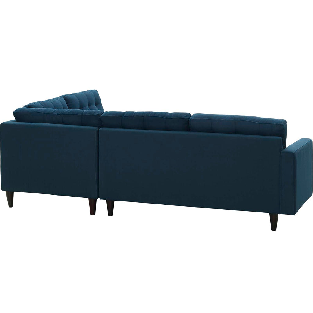 Empress 2 Piece Upholstered Fabric Right Facing Bumper Sectional in Azure