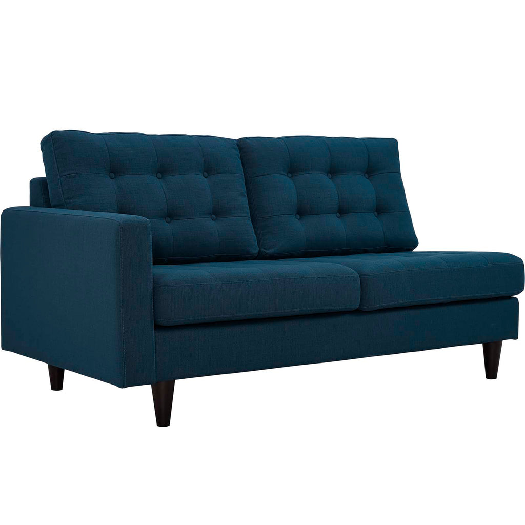 Empress 2 Piece Upholstered Fabric Right Facing Bumper Sectional in Azure