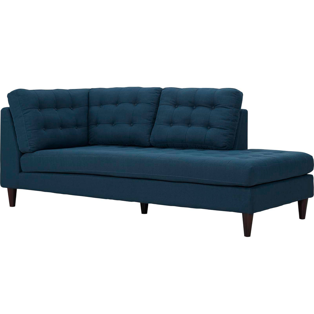 Empress 2 Piece Upholstered Fabric Right Facing Bumper Sectional in Azure