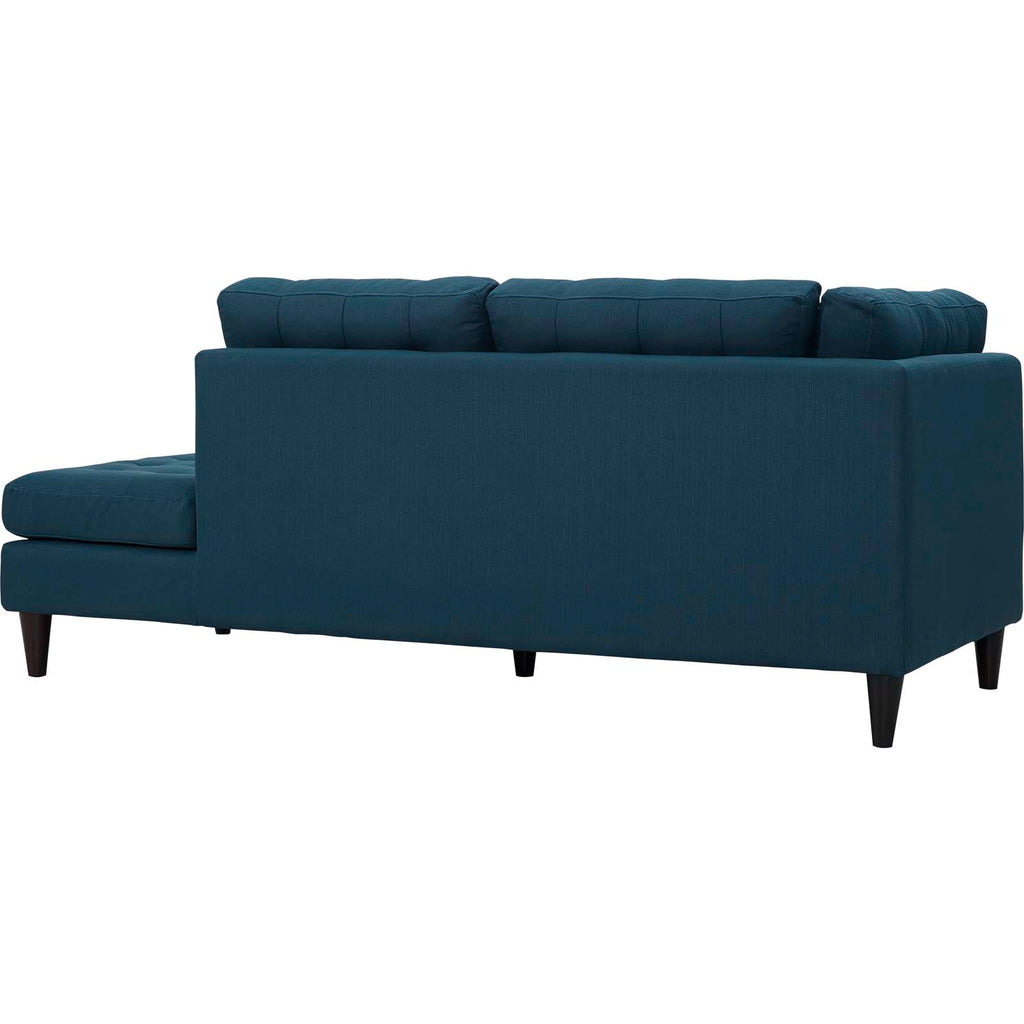 Empress 2 Piece Upholstered Fabric Right Facing Bumper Sectional in Azure