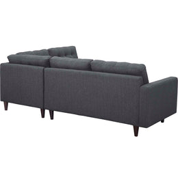 Empress 2 Piece Upholstered Fabric Right Facing Bumper Sectional in Gray