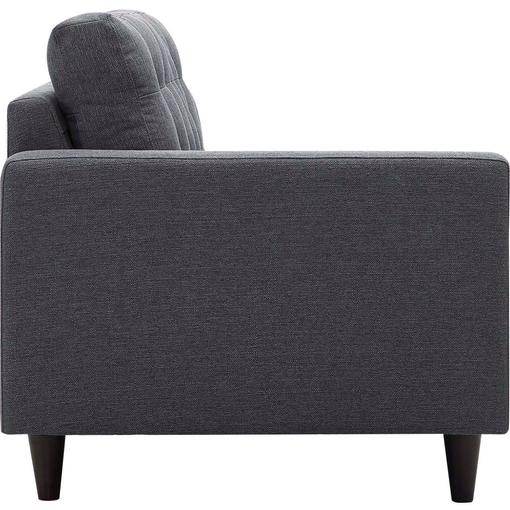 Empress 2 Piece Upholstered Fabric Right Facing Bumper Sectional in Gray