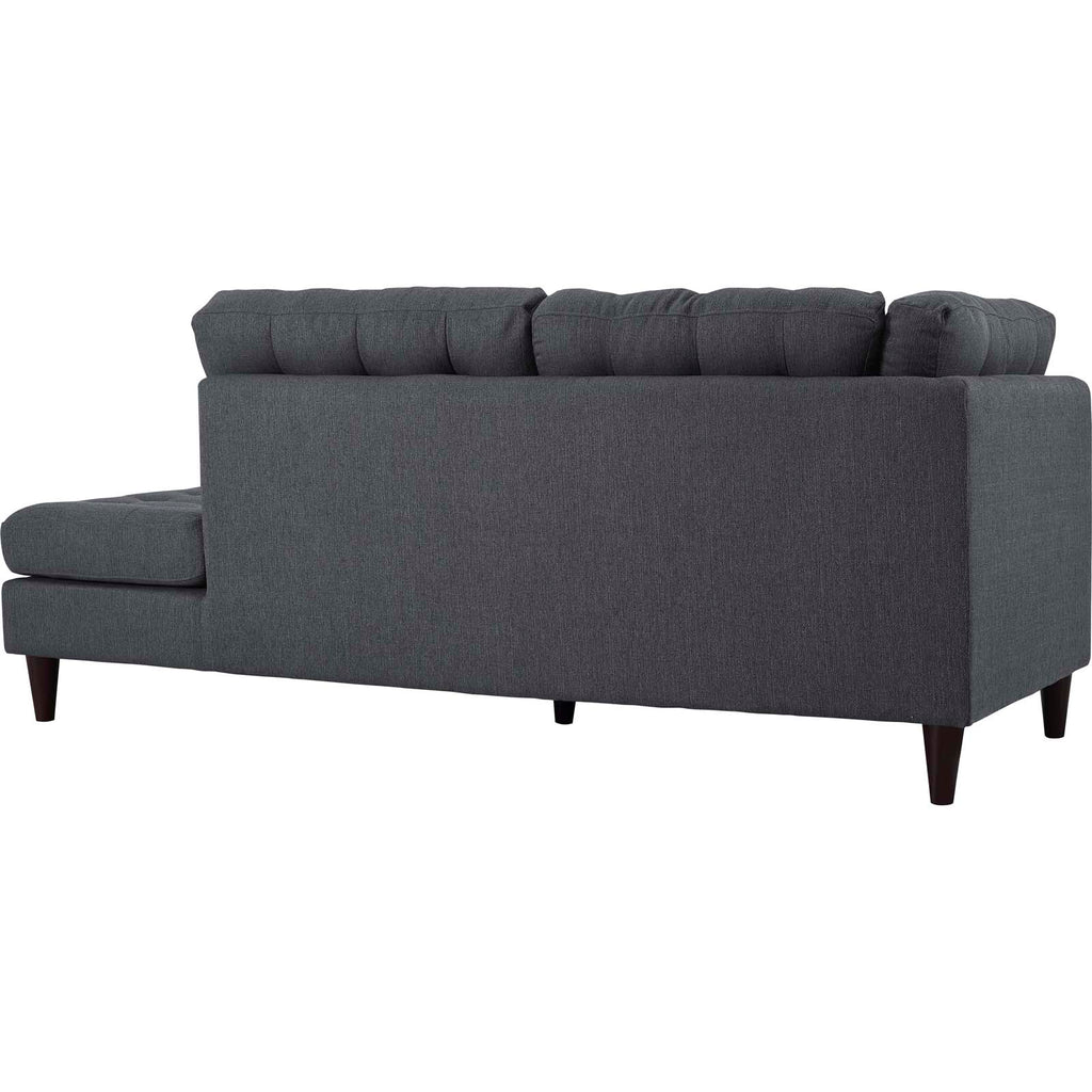 Empress 2 Piece Upholstered Fabric Right Facing Bumper Sectional in Gray