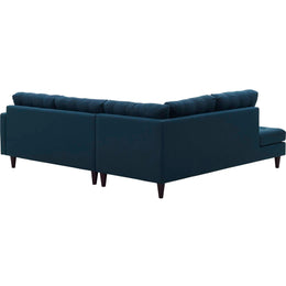 Empress 2 Piece Upholstered Fabric Left Facing Bumper Sectional in Azure