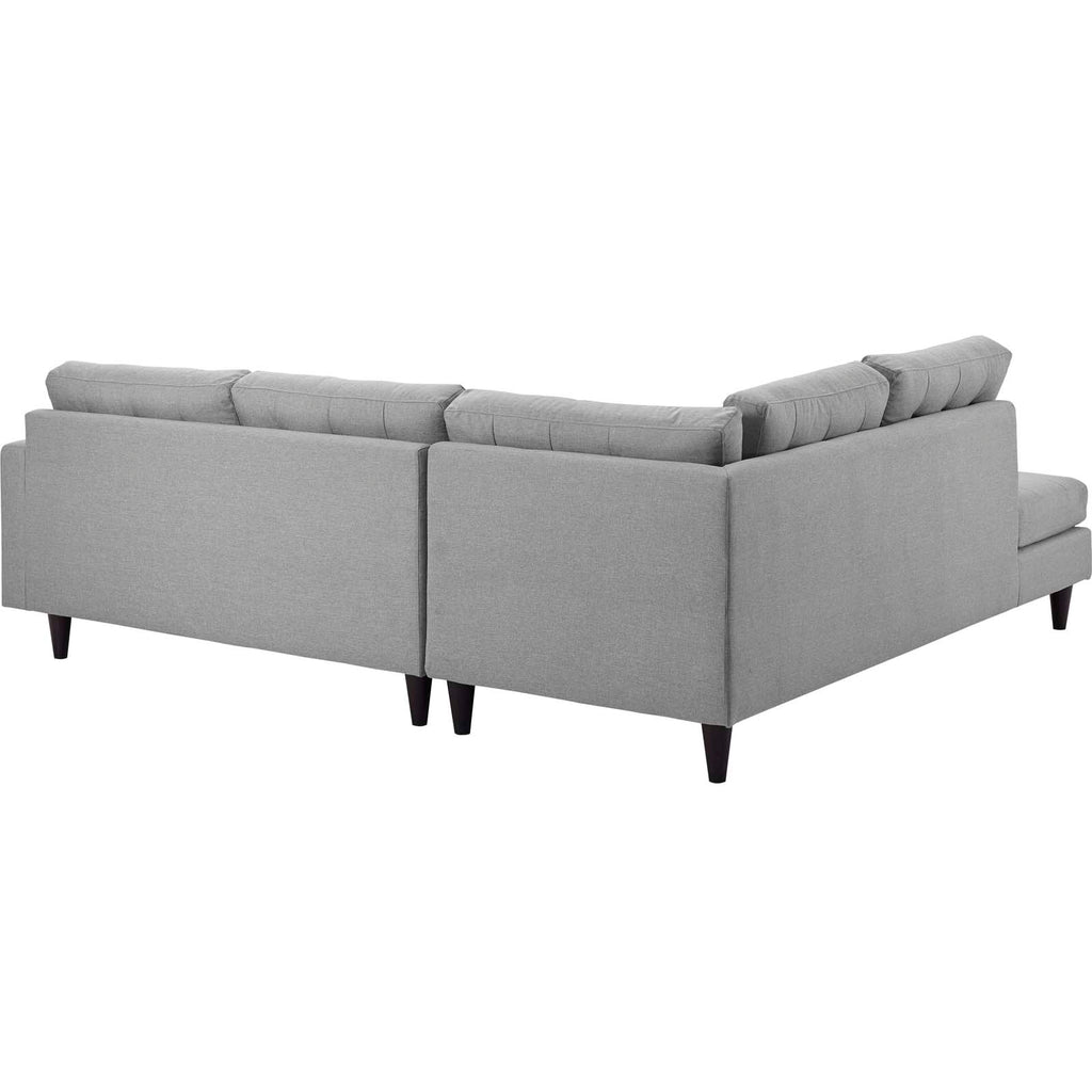 Empress 2 Piece Upholstered Fabric Left Facing Bumper Sectional in Light Gray