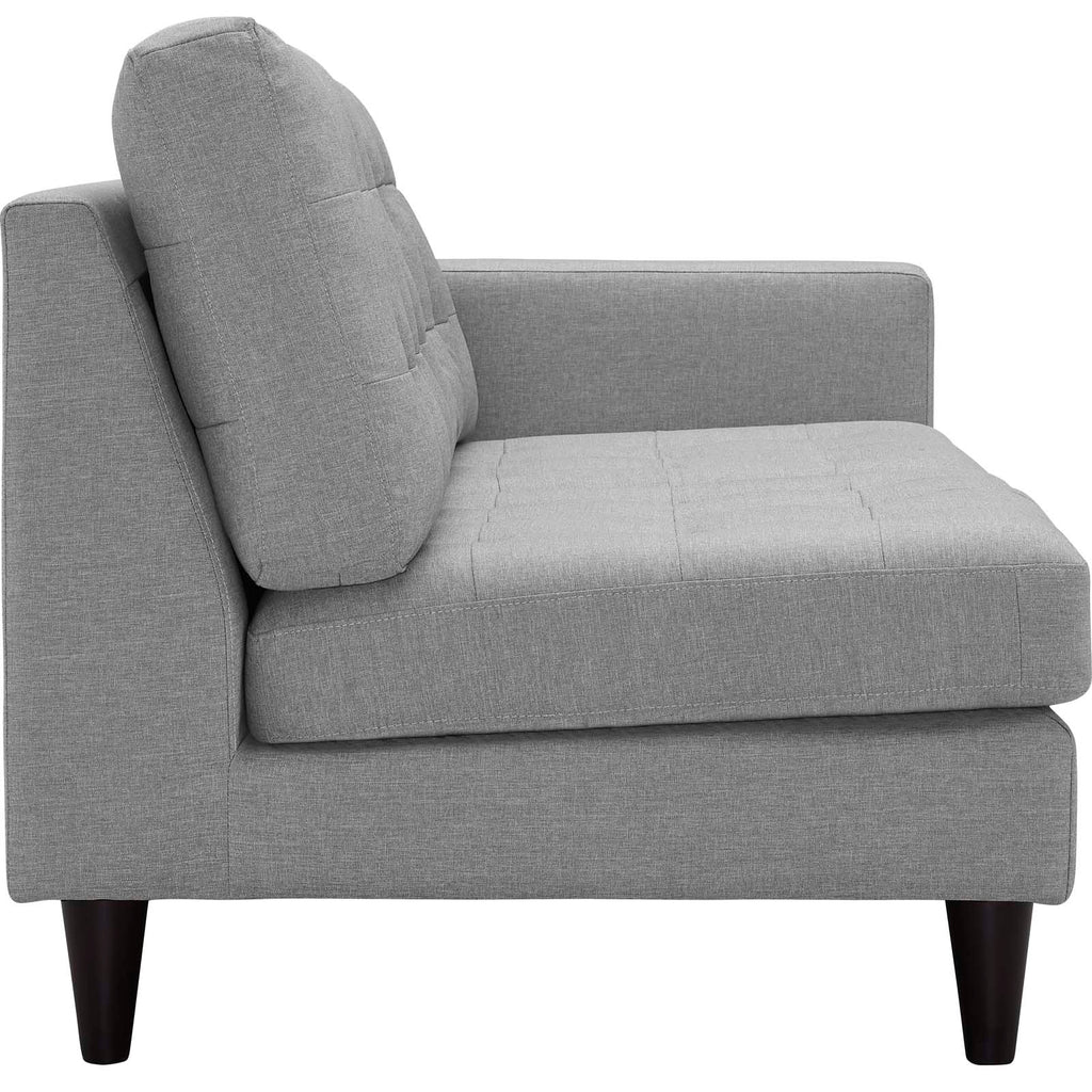 Empress 2 Piece Upholstered Fabric Left Facing Bumper Sectional in Light Gray