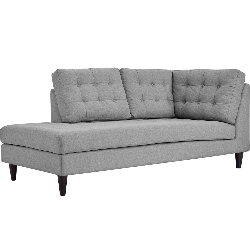 Empress 2 Piece Upholstered Fabric Left Facing Bumper Sectional in Light Gray