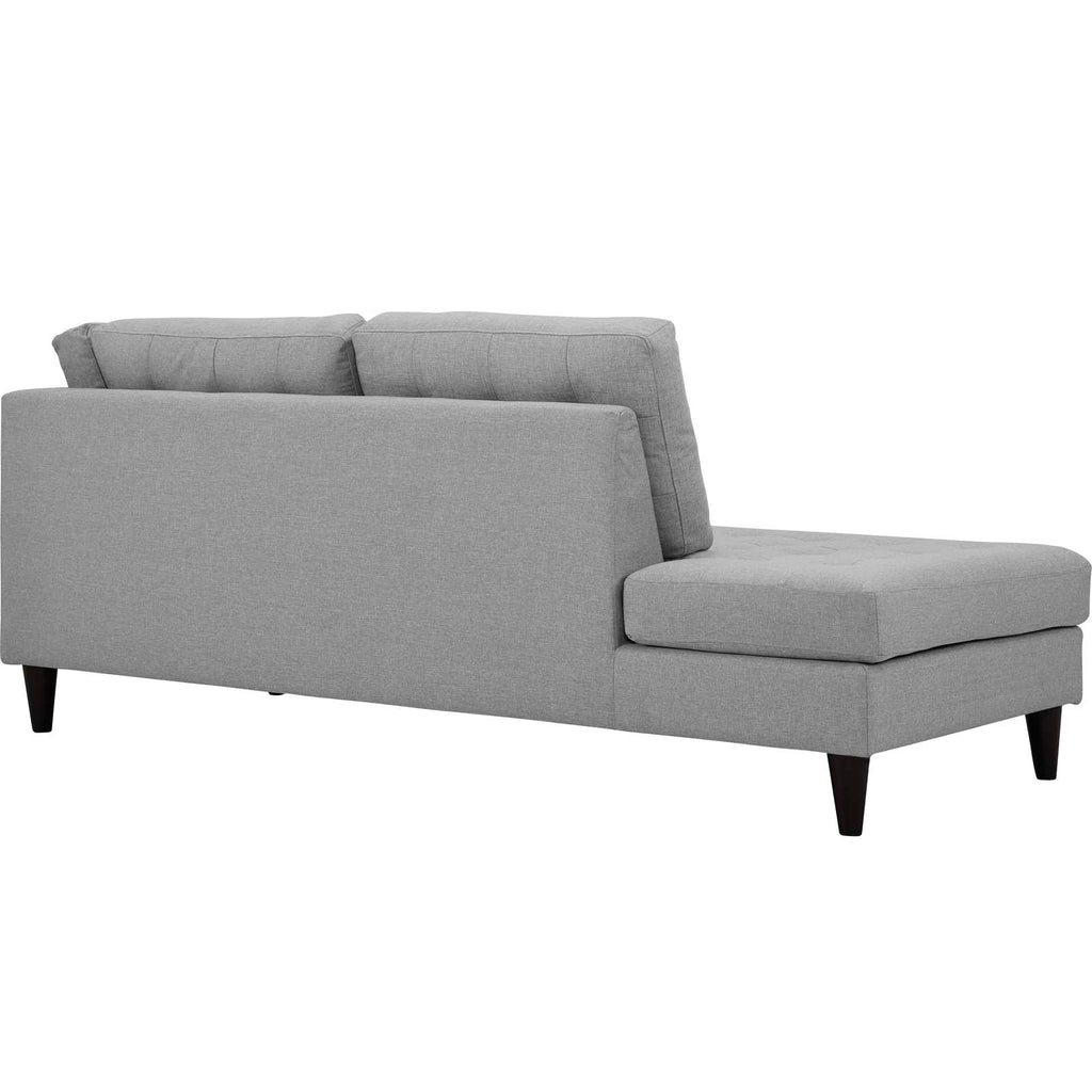 Empress 2 Piece Upholstered Fabric Left Facing Bumper Sectional in Light Gray