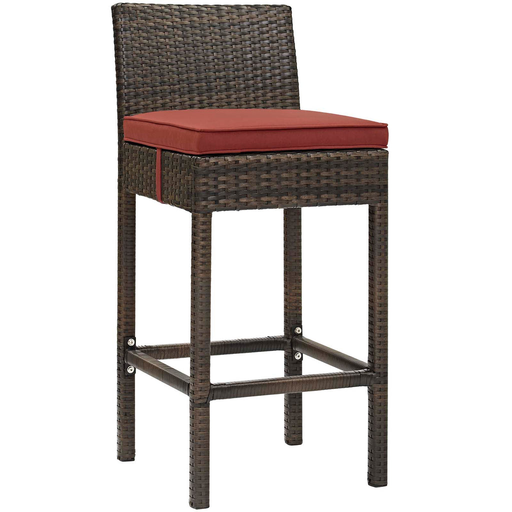 Conduit Outdoor Patio Wicker Rattan Bar Stool in Brown Currant