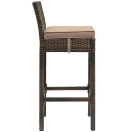 Conduit Outdoor Patio Wicker Rattan Bar Stool in Brown Mocha