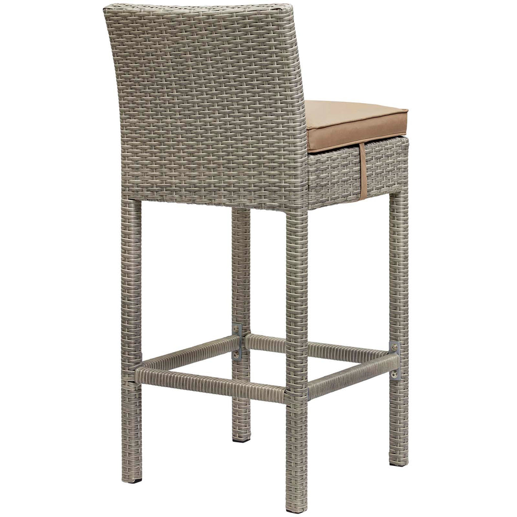 Conduit Outdoor Patio Wicker Rattan Bar Stool in Light Gray Mocha