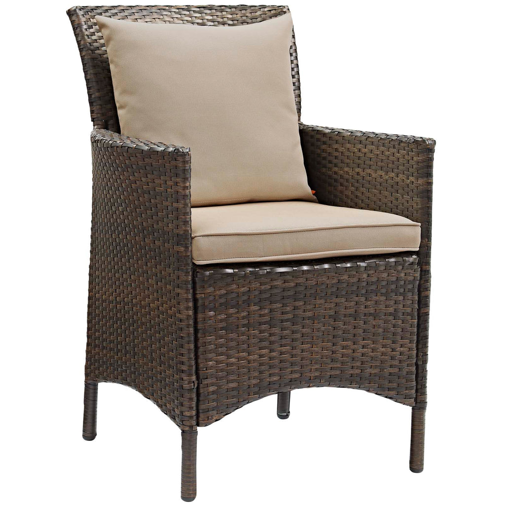 Conduit Outdoor Patio Wicker Rattan Dining Armchair in Brown Beige