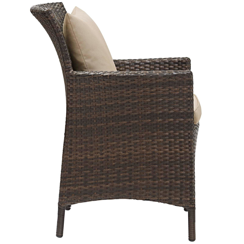 Conduit Outdoor Patio Wicker Rattan Dining Armchair in Brown Beige