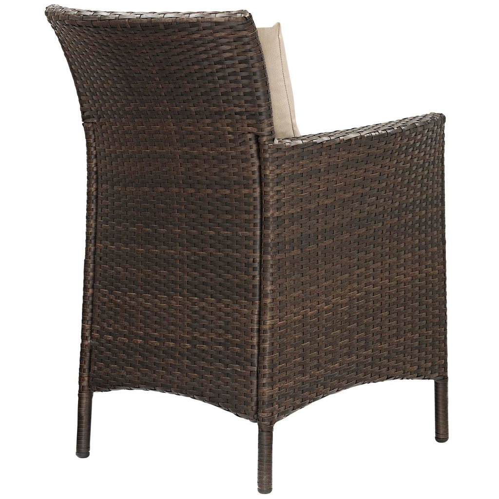 Conduit Outdoor Patio Wicker Rattan Dining Armchair in Brown Beige