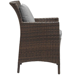Conduit Outdoor Patio Wicker Rattan Dining Armchair in Brown Gray