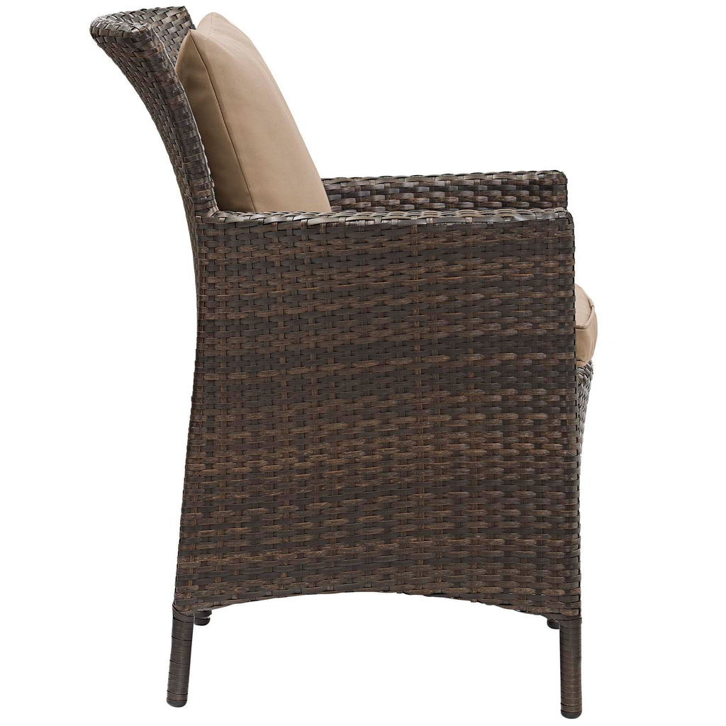 Conduit Outdoor Patio Wicker Rattan Dining Armchair in Brown Mocha