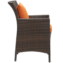 Conduit Outdoor Patio Wicker Rattan Dining Armchair in Brown Orange