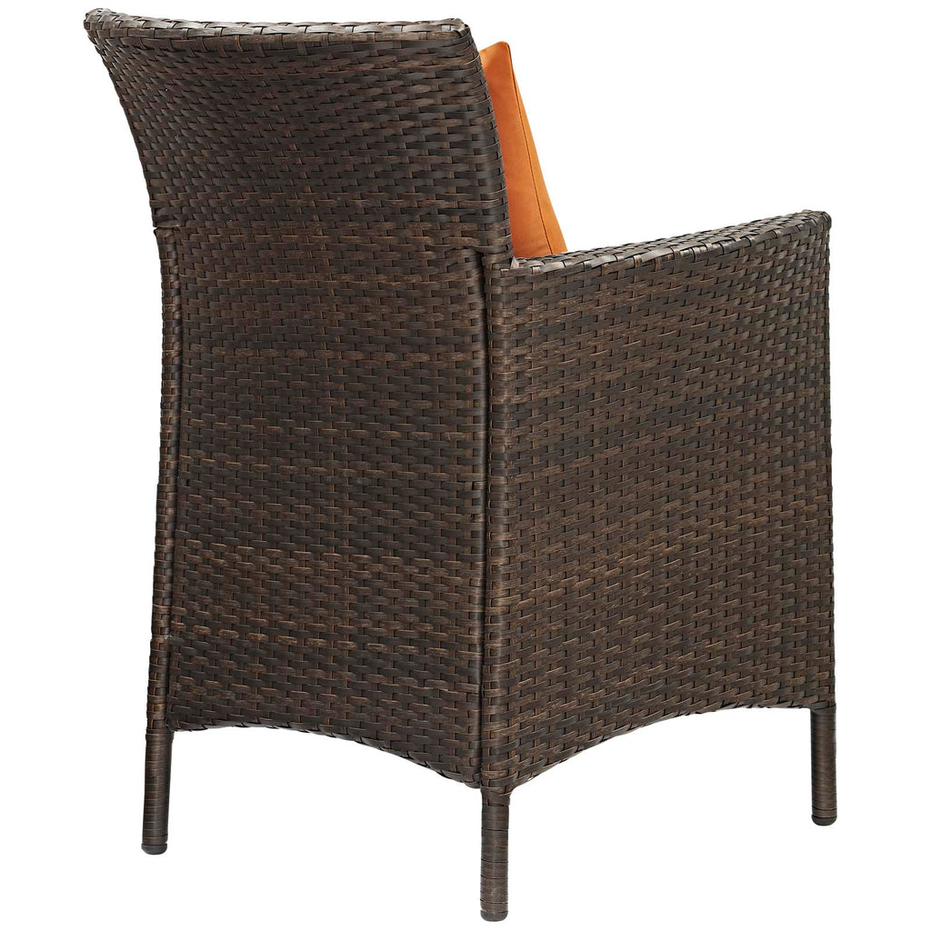 Conduit Outdoor Patio Wicker Rattan Dining Armchair in Brown Orange