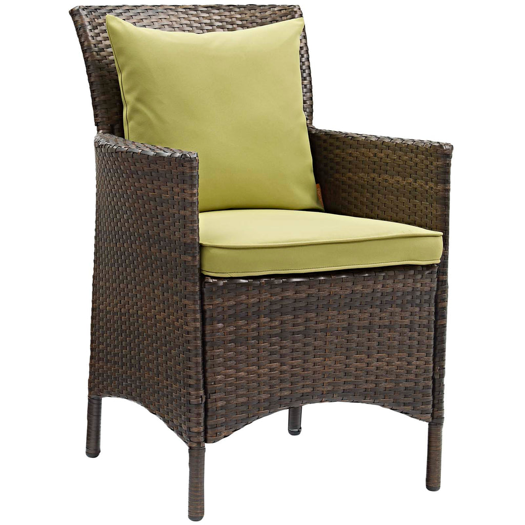 Conduit Outdoor Patio Wicker Rattan Dining Armchair in Brown Peridot