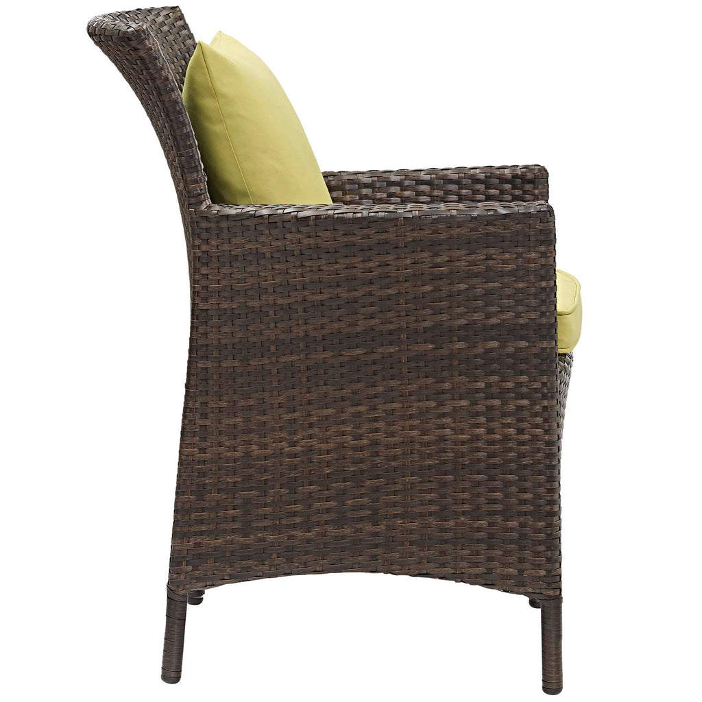 Conduit Outdoor Patio Wicker Rattan Dining Armchair in Brown Peridot