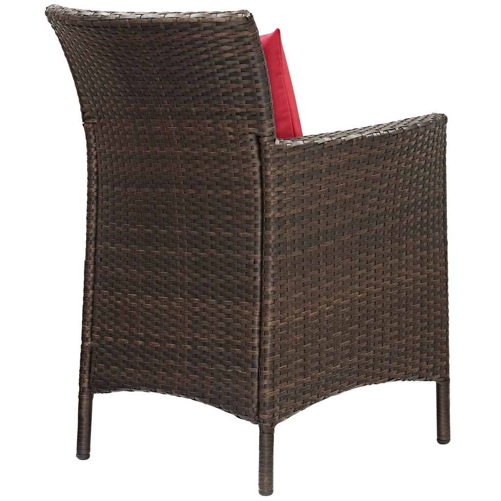 Conduit Outdoor Patio Wicker Rattan Dining Armchair in Brown Red