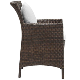 Conduit Outdoor Patio Wicker Rattan Dining Armchair in Brown White