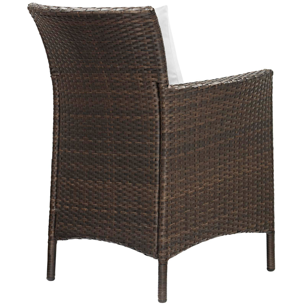 Conduit Outdoor Patio Wicker Rattan Dining Armchair in Brown White