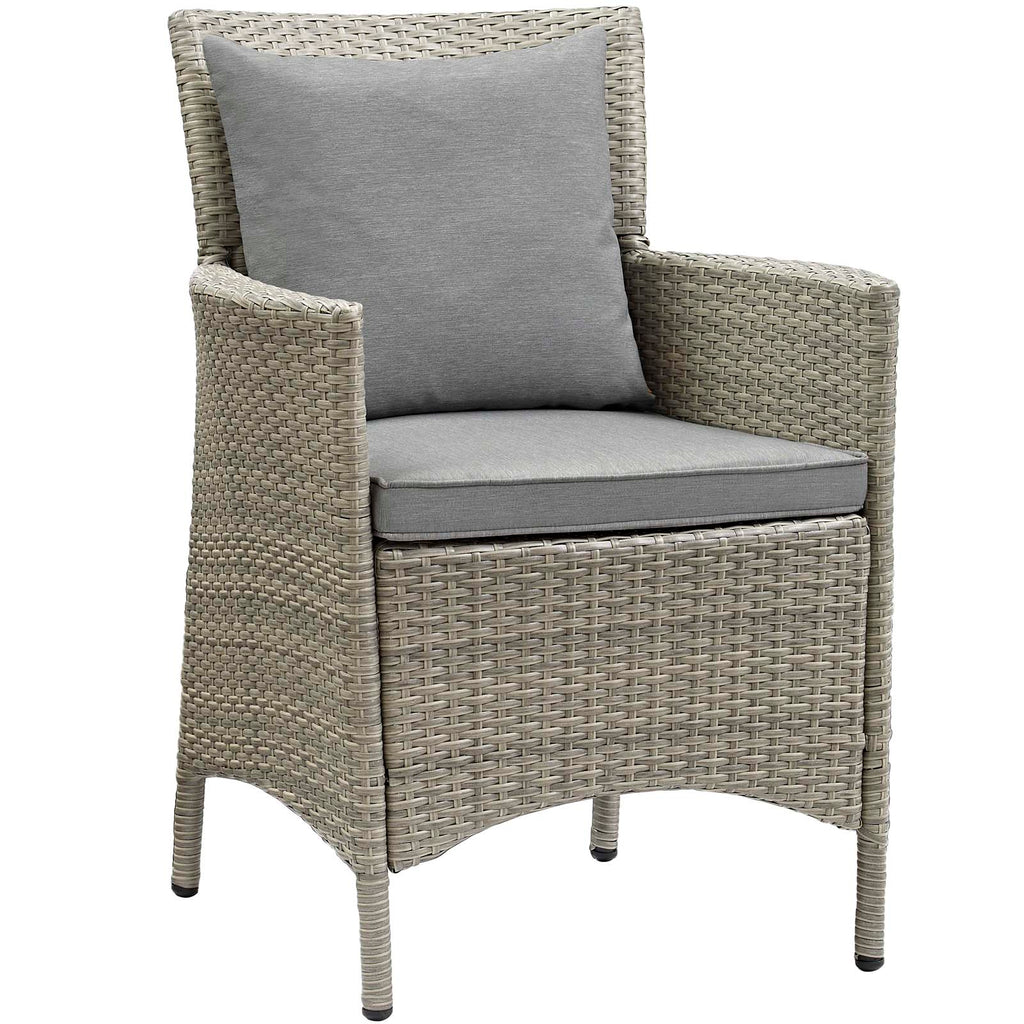 Conduit Outdoor Patio Wicker Rattan Dining Armchair in Light Gray Gray